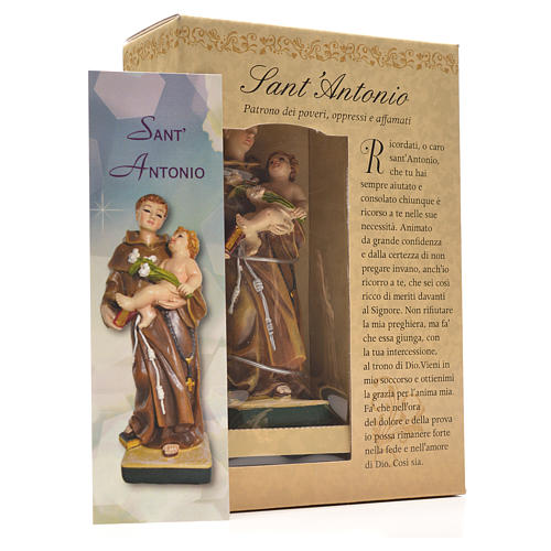 Sant'Antonio da Padova 12 cm con immaginetta PREGHIERA ITALIANO 3