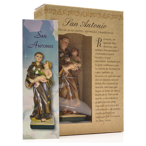 Sant'Antonio da Padova 12 cm con immaginetta PREGHIERA SPAGNOLO 3
