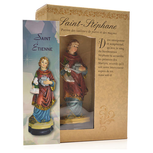 Santo Stefano 12 cm con immaginetta PREGHIERA FRANCESE 3