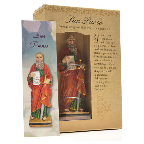Heiliger Paul mit Heiligenbildchen GEBET AUF ITALIENISCH 12 cm 3