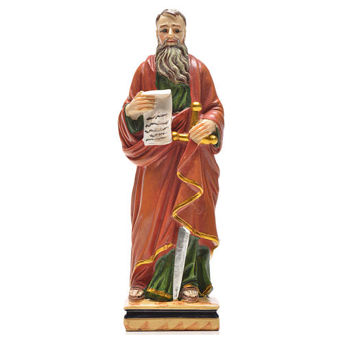 Figurka święty Paweł z obrazkiem z modlitwą po hiszpańsku 1