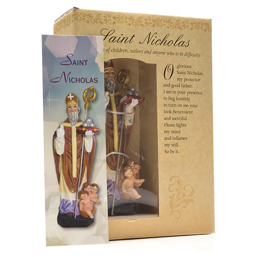 San Nicola 12 cm con immaginetta PREGHIERA INGLESE 3