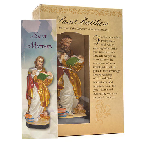 Heiliger Matthäus mit Heiligenbildchen GEBET AUF ENGLISCH 12 cm 3