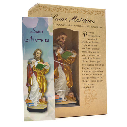 Heiliger Matthäus mit Heiligenbildchen GEBET AUF FRANZÖSISCH 12 cm 3