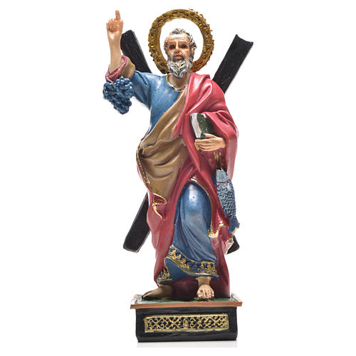 Heiliger Andreas mit Heiligenbildchen GEBET AUF ITALIENISCH 12 cm 1