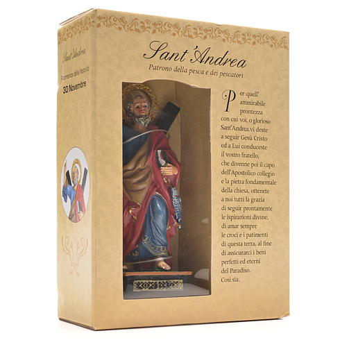 Heiliger Andreas mit Heiligenbildchen GEBET AUF ITALIENISCH 12 cm 3