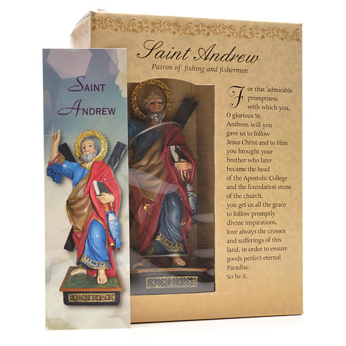 Heiliger Andreas mit Heiligenbildchen GEBET AUF ENGLISCH 12 cm 3