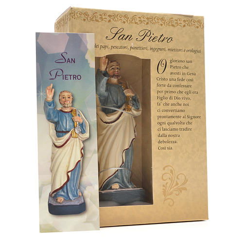 Figurka święty Piotr z obrazkiem z modlitwą po włosku 3