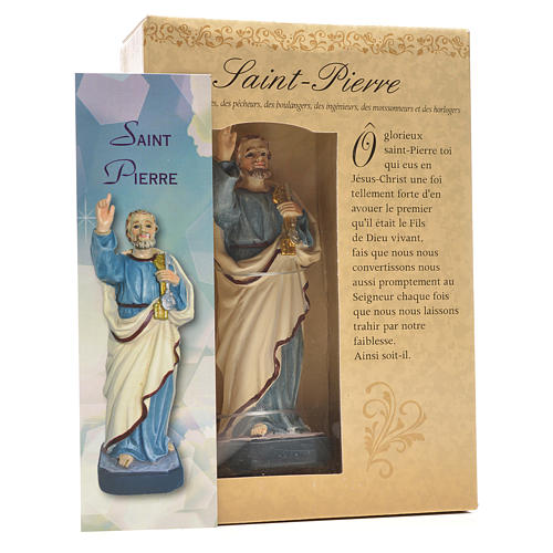 Heiliger Petrus mit Heiligenbildchen GEBET AUF FRANZÖSISCH 12 cm 3