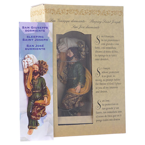 Sleeping Saint Joseph statue 12cm GIFT BOX Multilingual prayer 4