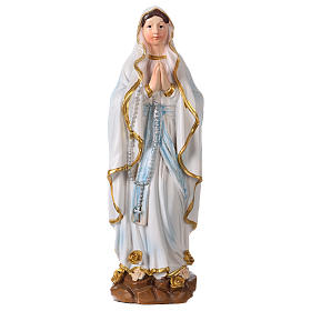 Madonna di Lourdes 12 cm con immaginetta PREGHIERA MULTILINGUA