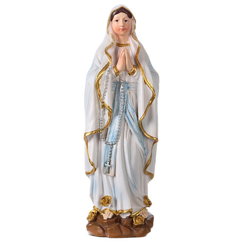 Madonna z Lourdes 12 cm z obrazkiem MODLITWA W WIELU JĘZYKACH 1
