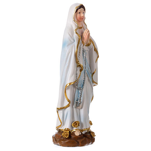 Madonna z Lourdes 12 cm z obrazkiem MODLITWA W WIELU JĘZYKACH 2