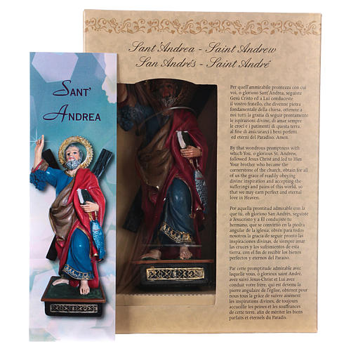 St. Andrew statue with MULTILINGUAL PRAYER 12 cm 4