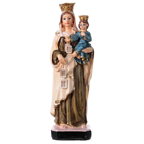 Matka Boża z Góry Karmel 12 cm z obrazkiem MODLITWA W WIELU JĘZYKACH 1