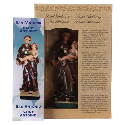 St. Anthony of Padua statue with MULTILINGUAL PRAYER 12 cm 4