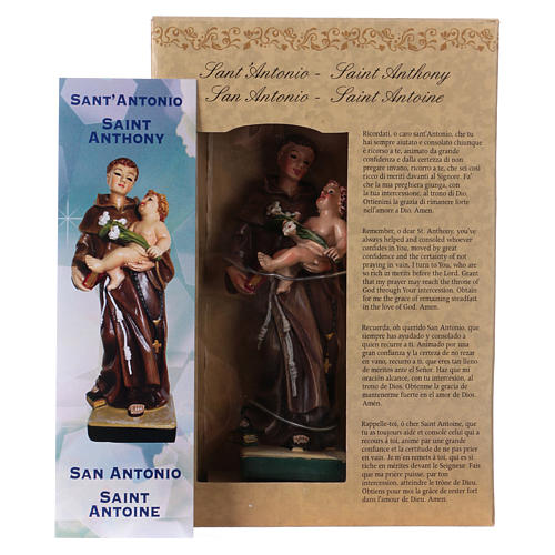 Sant'Antonio da Padova 12 cm con immaginetta PREGHIERA MULTILINGUA 4