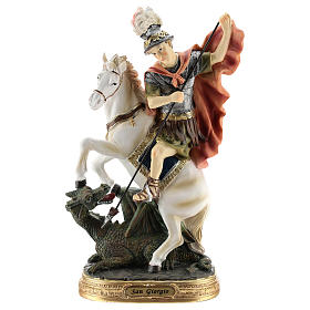 Statue Heiliger Georg den Drachen tötend, 30 cm, aus Kunstharz