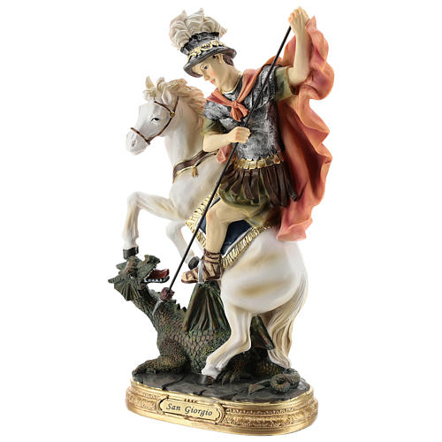 Statue Heiliger Georg den Drachen tötend, 30 cm, aus Kunstharz 3