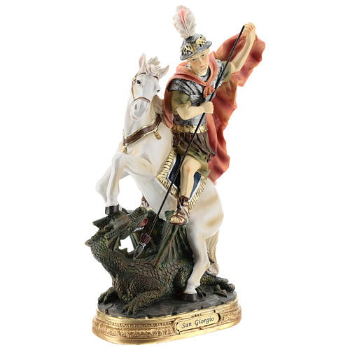 Statue Heiliger Georg den Drachen tötend, 30 cm, aus Kunstharz 4