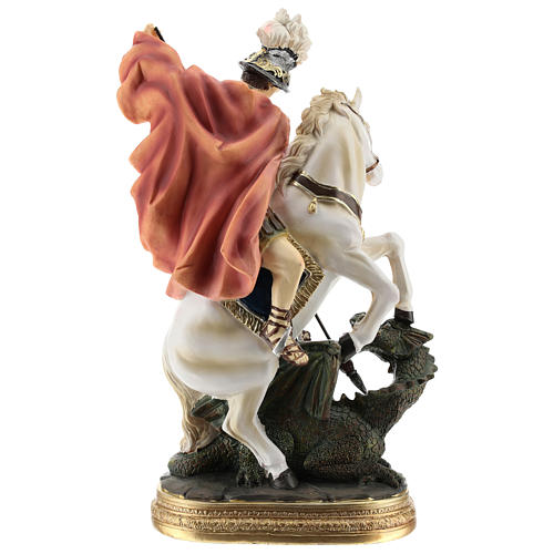 Statue Heiliger Georg den Drachen tötend, 30 cm, aus Kunstharz 5