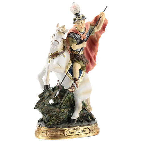 Statue Heiliger Georg den Drachen tötend, 20 cm, aus Kunstharz 4
