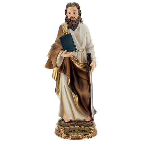 Saint Paul cheveux châtains statue résine 21 cm 1