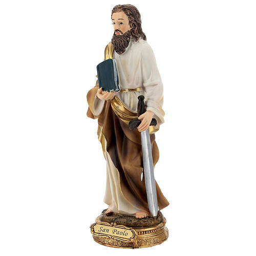 Saint Paul cheveux châtains statue résine 21 cm 3