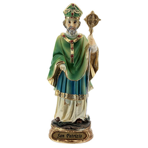 St Patrick statue with crosier, resin 13 cm 1