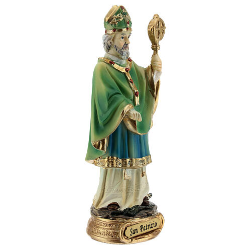 St Patrick statue with crosier, resin 13 cm 3