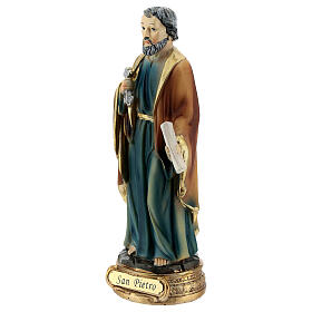 Statue aus Harz Heiliger Petrus mit Schlüssel und Schriftrolle, 12 cm