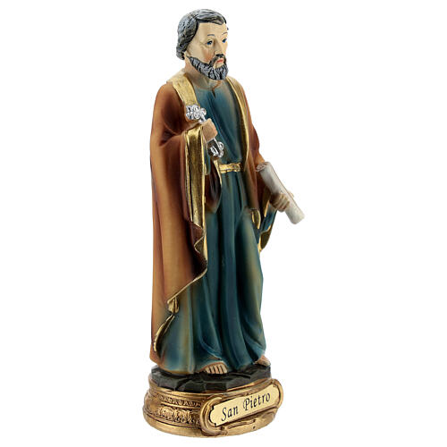 Saint Peter statue with key and scroll, resin 12 cm 3