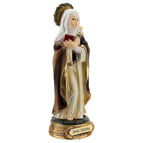 St. Catherine of Siena crown of thorns lily resin statue 12.5 cm 3