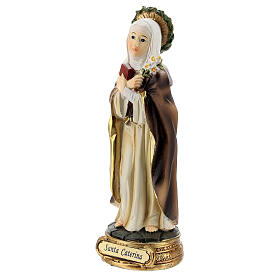 Santa Caterina Siena corona espinas lirio estatua resina 12 cm