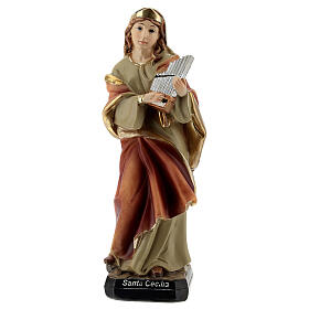 St Cecilia statue with organ, resin 15 cm