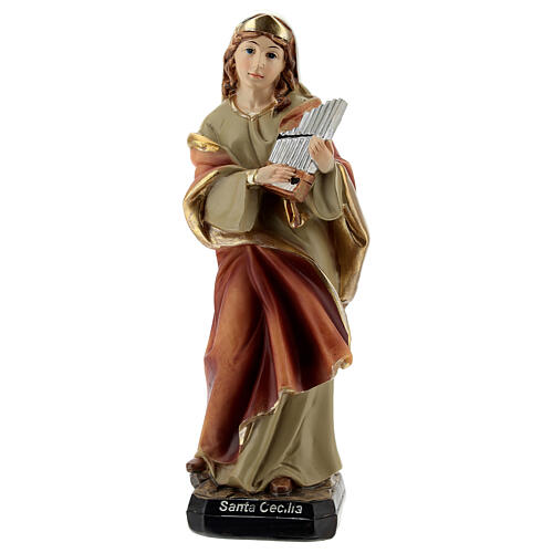 St Cecilia statue with organ, resin 15 cm 1