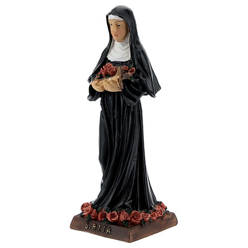 St Rita statue with pink roses, in resin 13 cm 2