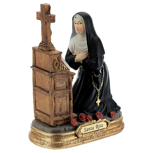 Saint Rita kneeling resin statue 12 cm 4