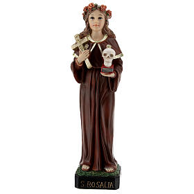 Santa Rosalía cruz calavera Evangelio estatua resina 21 cm