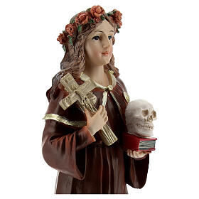 Sainte Rosalie croix tête de mort Évangile statue résine 21 cm