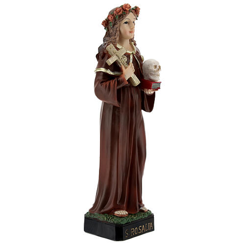 Santa Rosalia croce teschio Vangelo statua resina 21 cm 4