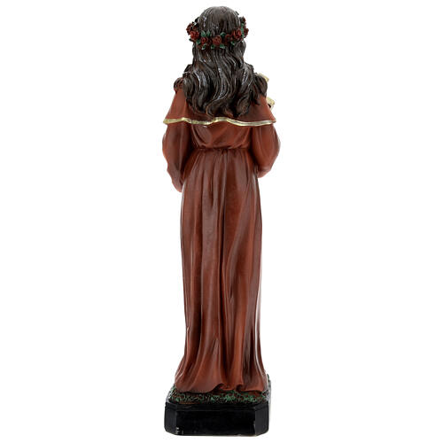 Statue Sainte Rosalie couronne roses tête mort résine 32 cm 6