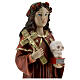 Statue Sainte Rosalie couronne roses tête mort résine 32 cm s2