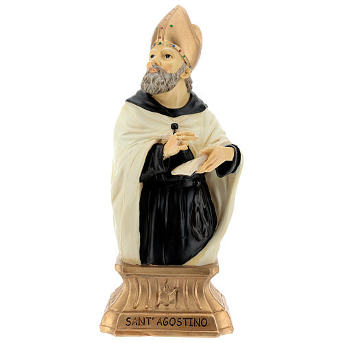 Busto San Agostín mitra dorada resina 32 cm 1