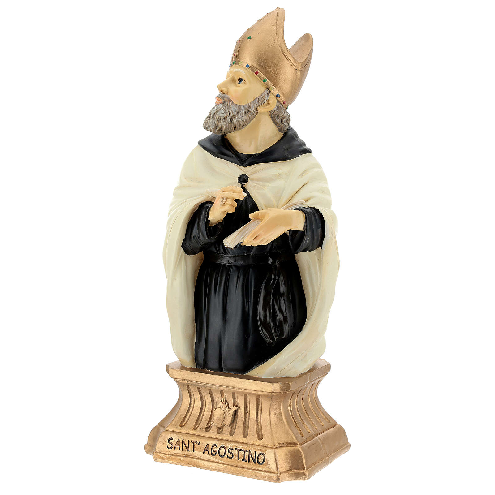 St Augustine Hippo Bust, 32 cm with mitre golden resin | online sales ...