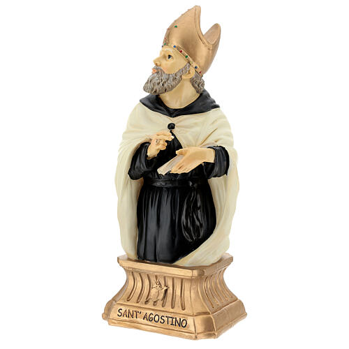 St Augustine Hippo Bust, 32 cm with mitre golden resin 3