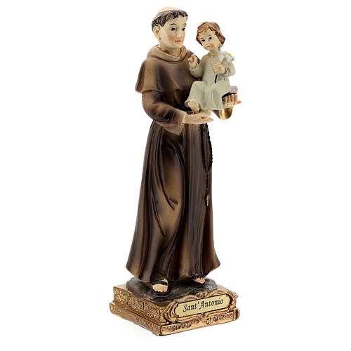 Sant'Antonio Padova base dorata statua resina 15 cm 3