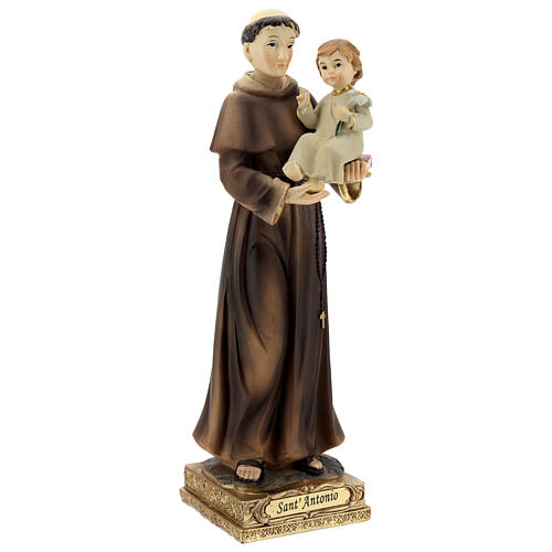 Sant'Antonio da Padova gigli Bambino statua resina 22 cm 4
