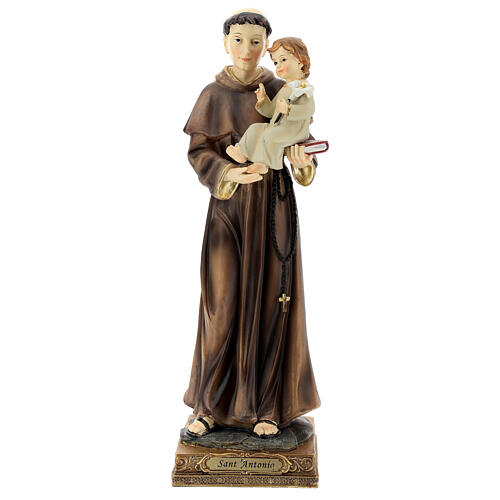 Figura Święty Antoni z Padwy z Dzieciątkiem żywica 32 cm 1
