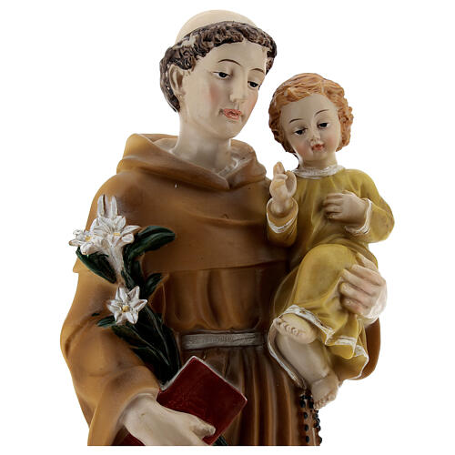 Statuette of St. Anthony with Baby resin yellow clothes 30 cm. 2